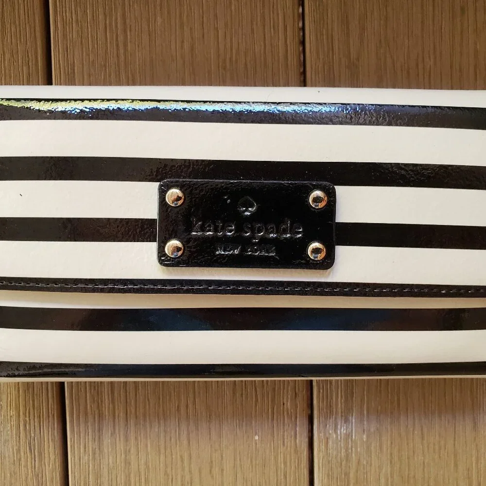 EUC KATE SPADE black / white striped wallet (OS) - Picture 10 of 10